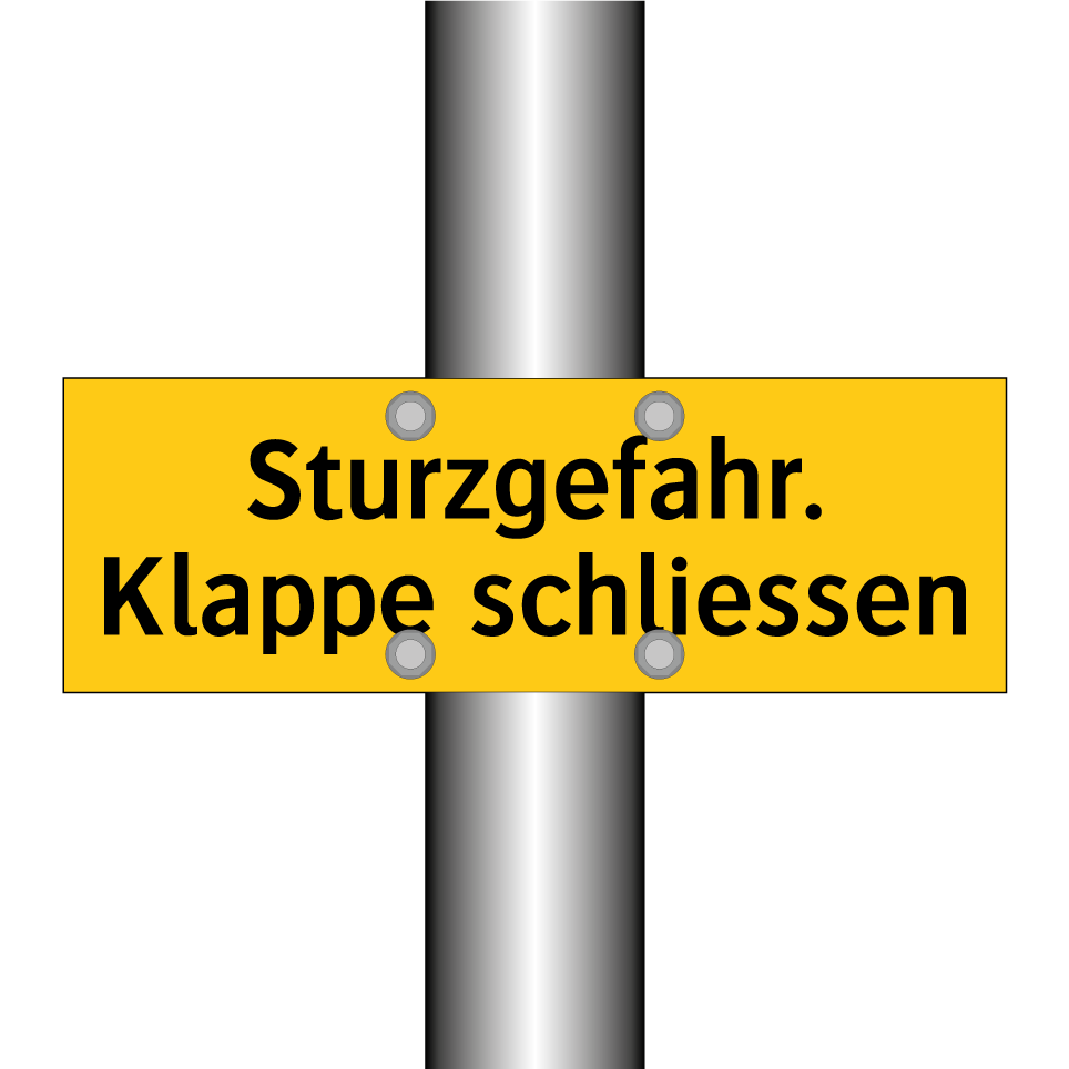Sturzgefahr. Klappe schliessen