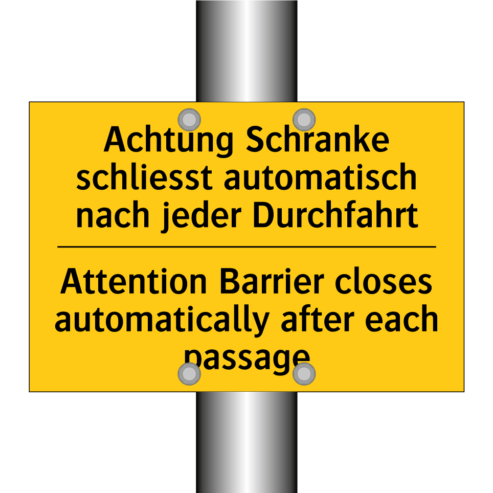 Achtung Schranke schliesst automatisch  /.../ - Attention Barrier closes automatically  /.../