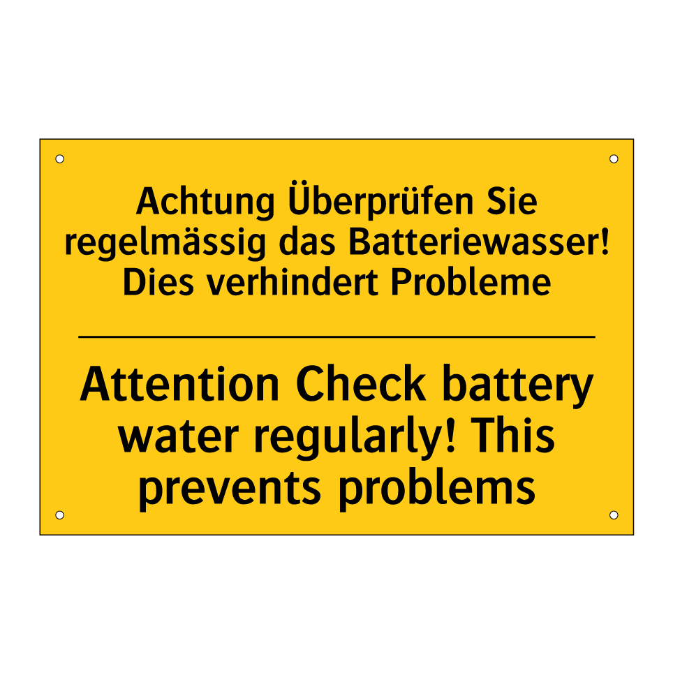 Achtung Überprüfen Sie regelmässig  /.../ - Attention Check battery water  /.../