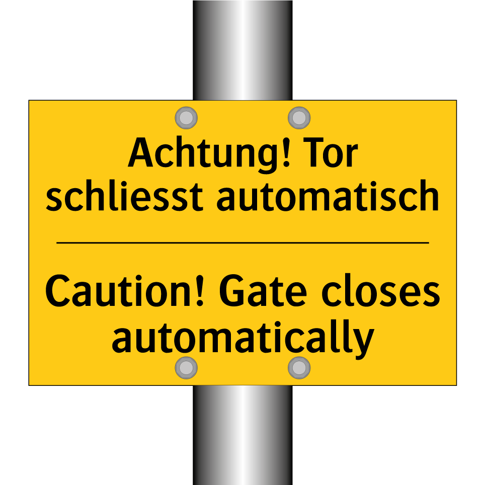Achtung! Tor schliesst automatisch /.../ - Caution! Gate closes automatically /.../