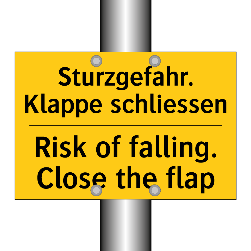 Sturzgefahr. Klappe schliessen - Risk of falling. Close the flap /.../