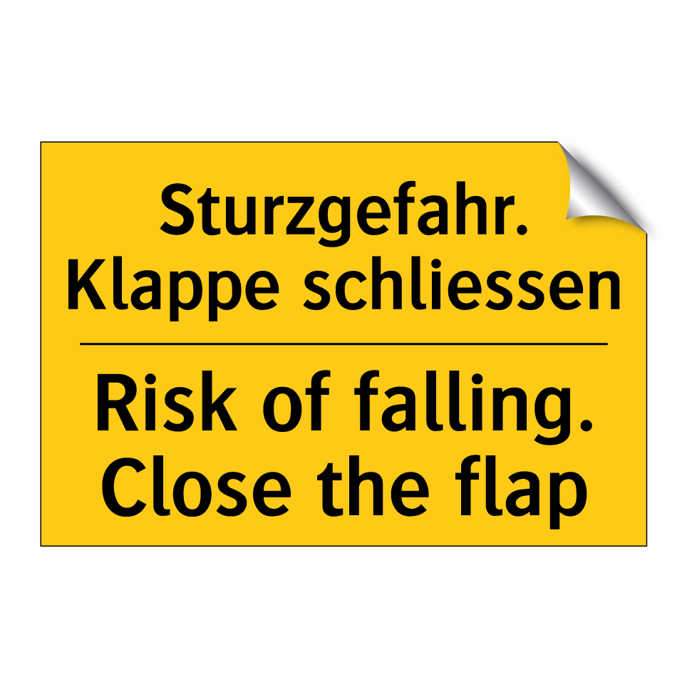 Sturzgefahr. Klappe schliessen - Risk of falling. Close the flap /.../