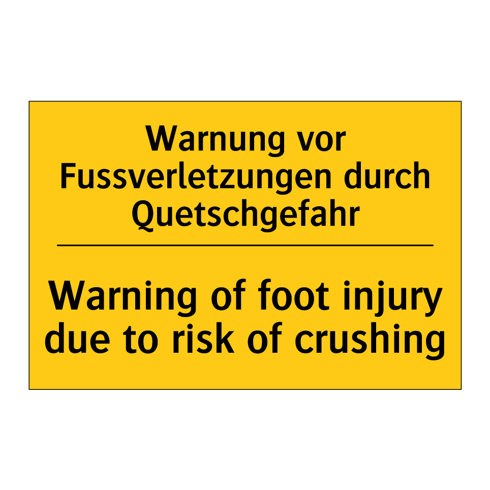 Warnung vor Fussverletzungen durch  /.../ - Warning of foot injury due to  /.../