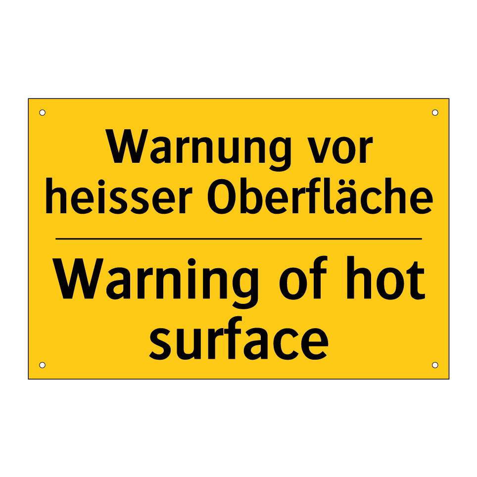 Warnung vor heisser Oberfläche - Warning of hot surface