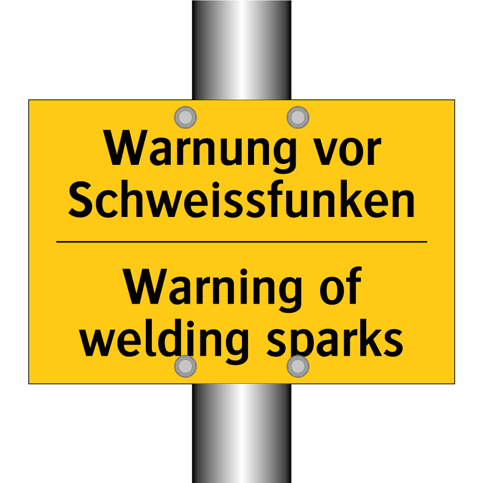 Warnung vor Schweissfunken - Warning of welding sparks