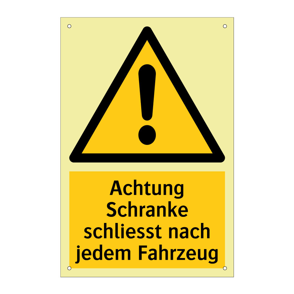 Achtung Schranke schliesst nach jedem Fahrzeug