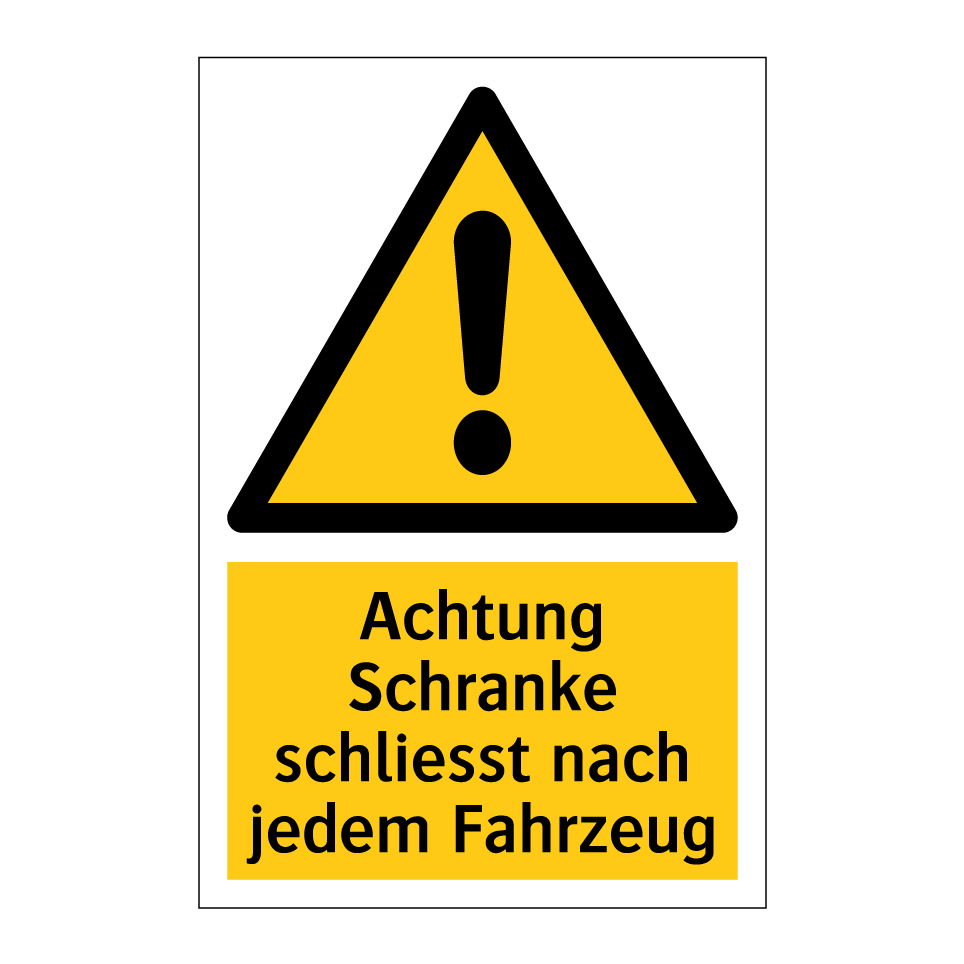 Achtung Schranke schliesst nach jedem Fahrzeug