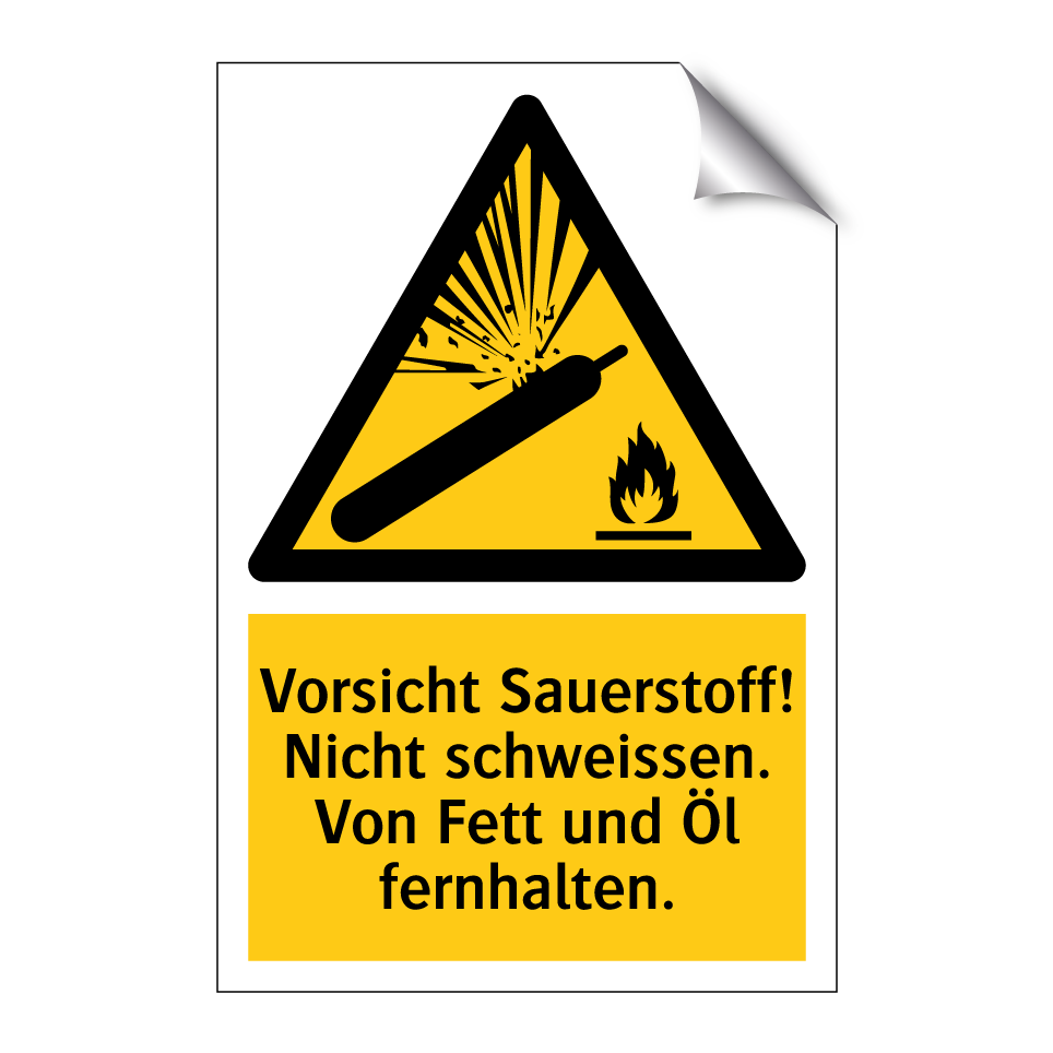 Vorsicht Sauerstoff! Nicht schweissen. Von Fett und Öl fernhalten.