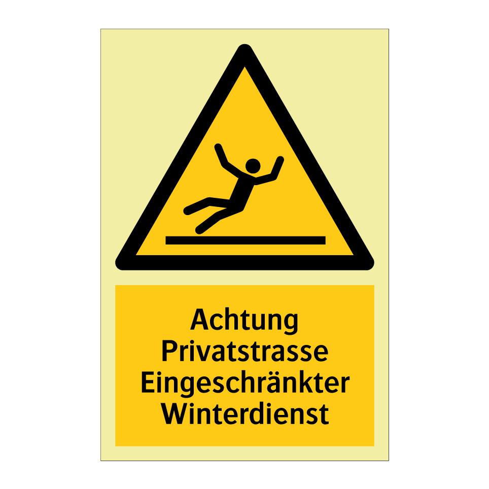 Achtung Privatstrasse Eingeschränkter Winterdienst