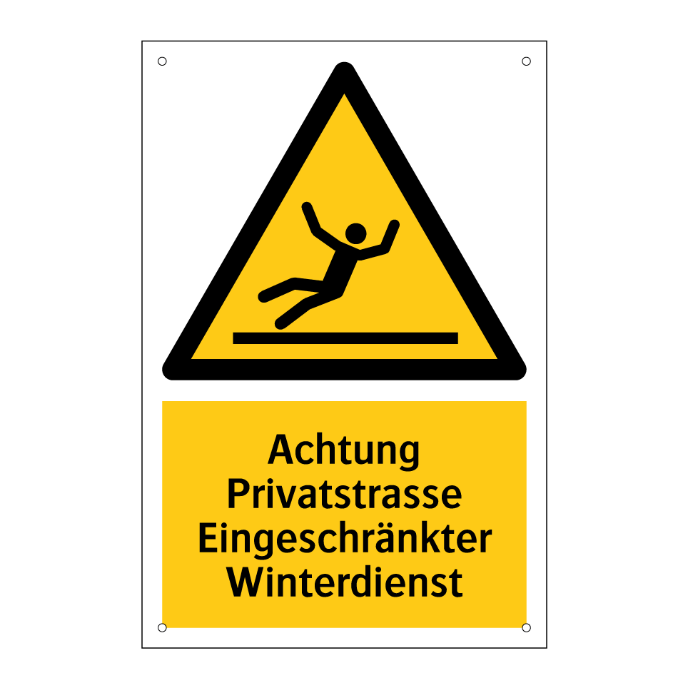 Achtung Privatstrasse Eingeschränkter Winterdienst