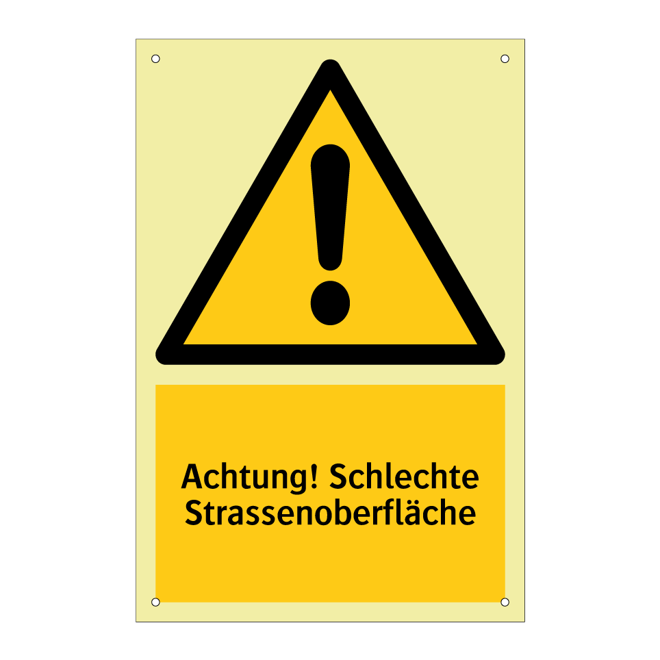 Achtung! Schlechte Strassenoberfläche