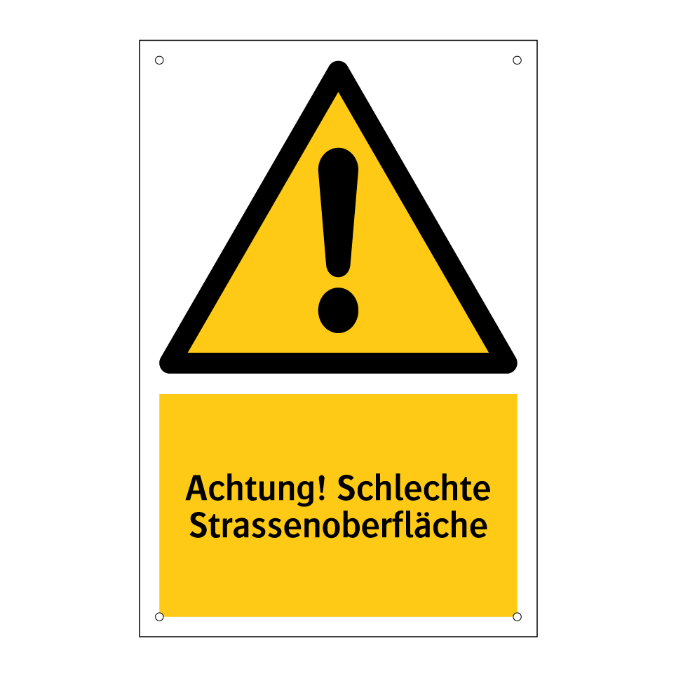 Achtung! Schlechte Strassenoberfläche