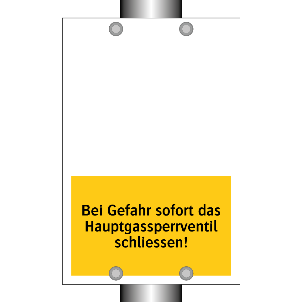 Bei Gefahr sofort das Hauptgassperrventil schliessen!