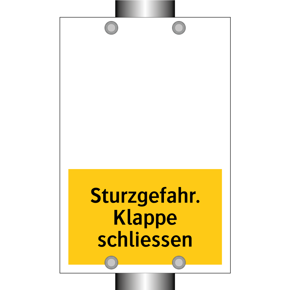 Sturzgefahr. Klappe schliessen