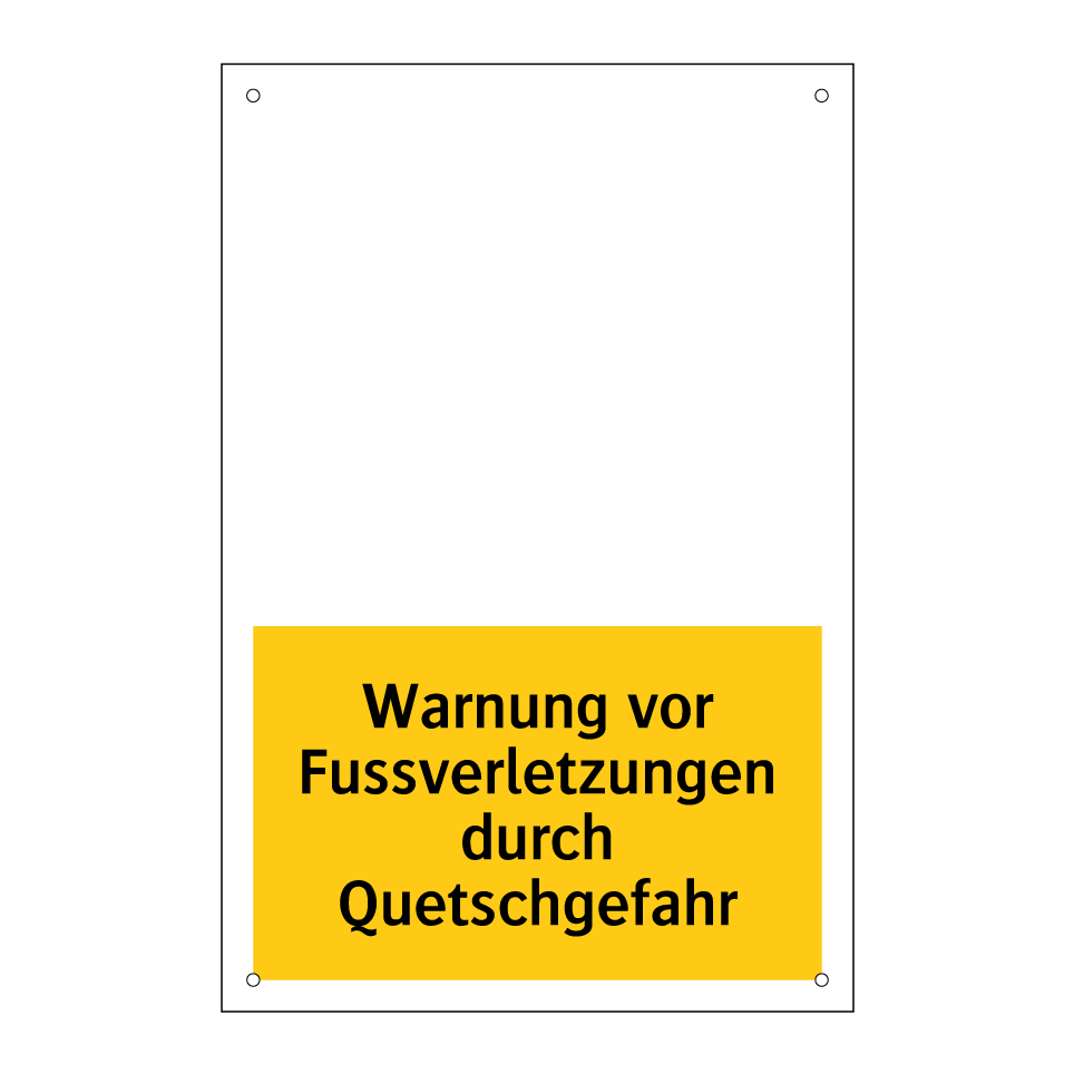Warnung vor Fussverletzungen durch Quetschgefahr