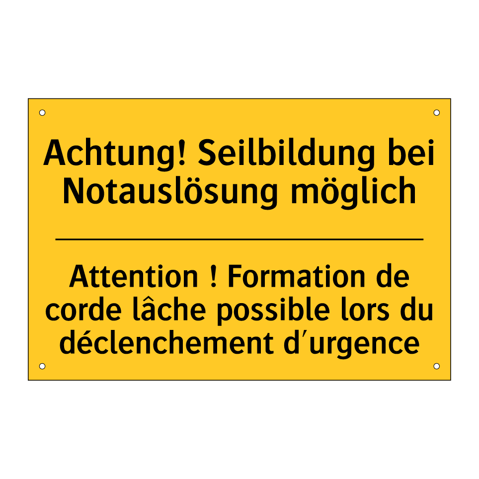 Achtung! Seilbildung bei Notauslösung  /.../ - Attention ! Formation de corde  /.../