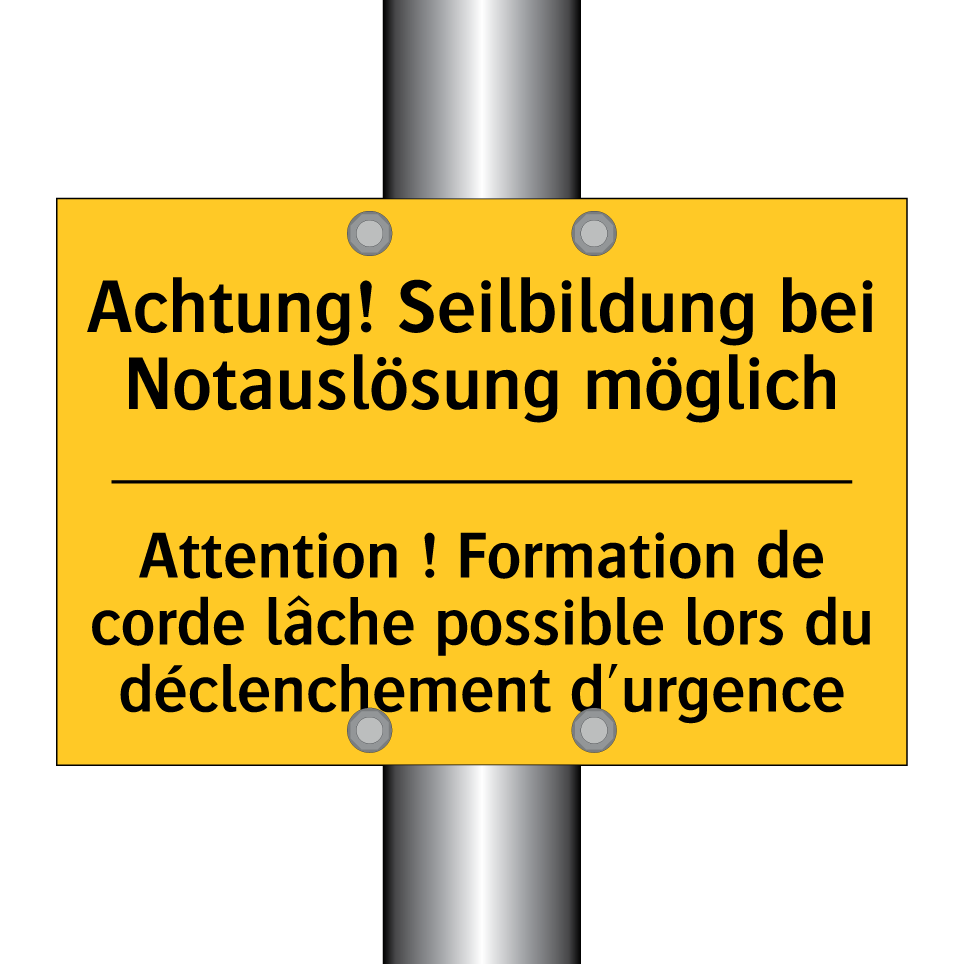Achtung! Seilbildung bei Notauslösung  /.../ - Attention ! Formation de corde  /.../