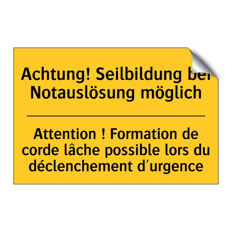 Achtung! Seilbildung bei Notauslösung  /.../ - Attention ! Formation de corde  /.../