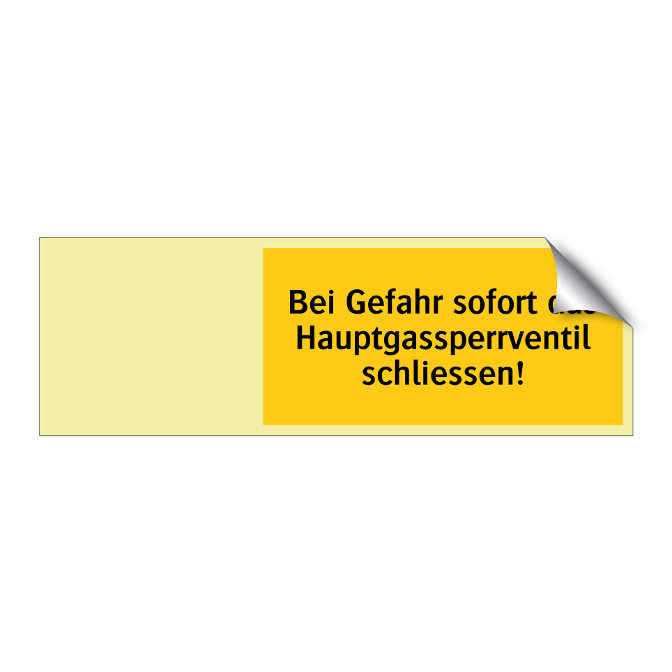 Bei Gefahr sofort das Hauptgassperrventil schliessen!