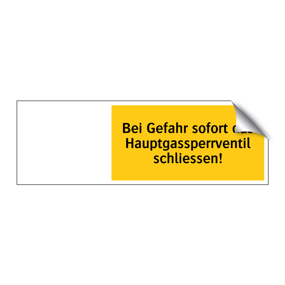 Bei Gefahr sofort das Hauptgassperrventil schliessen!