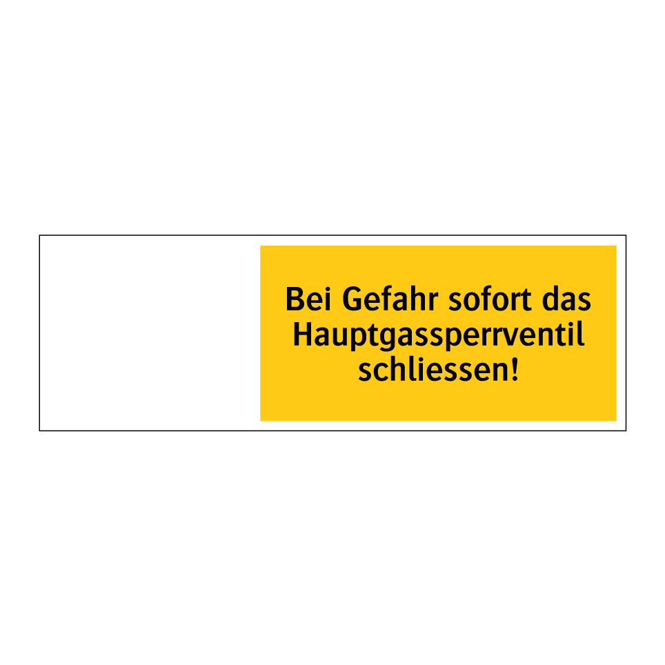 Bei Gefahr sofort das Hauptgassperrventil schliessen!