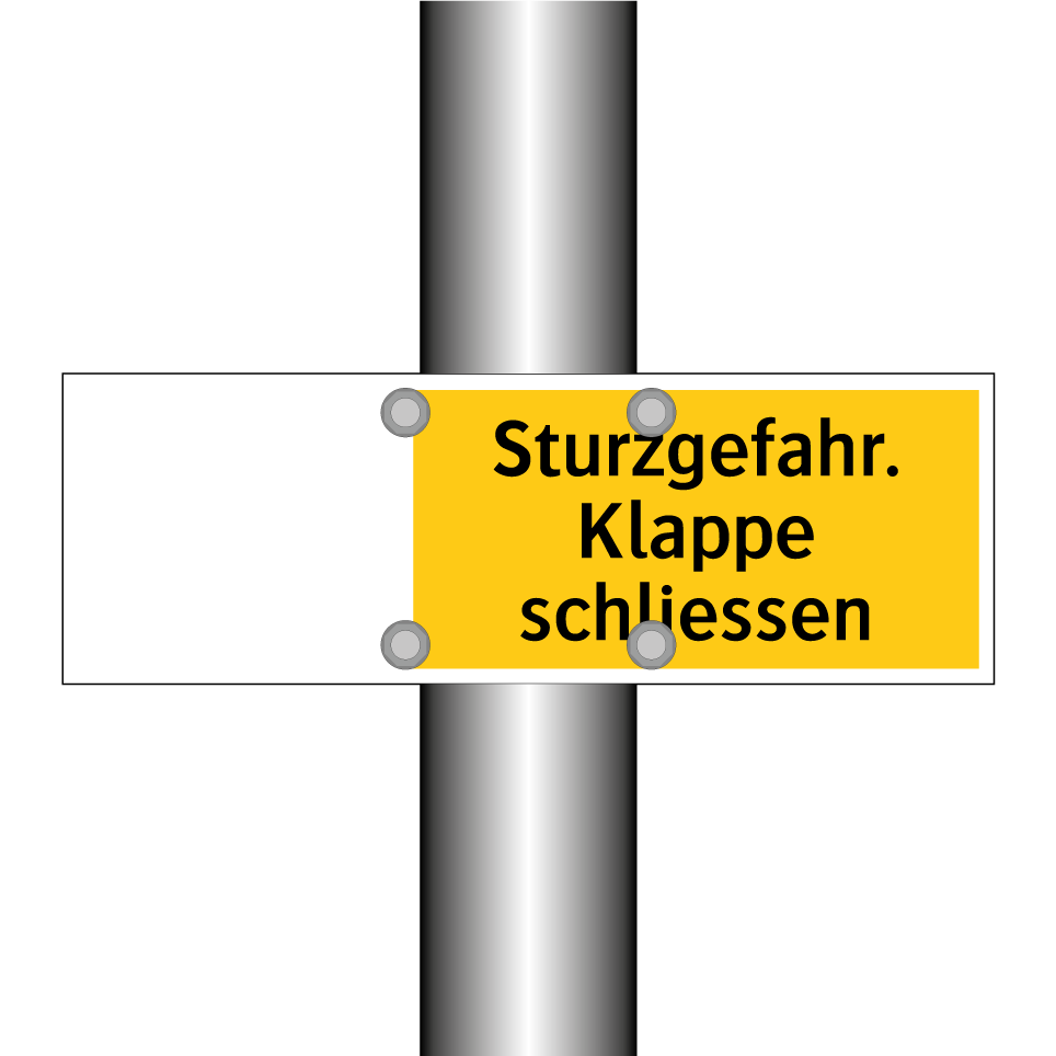 Sturzgefahr. Klappe schliessen
