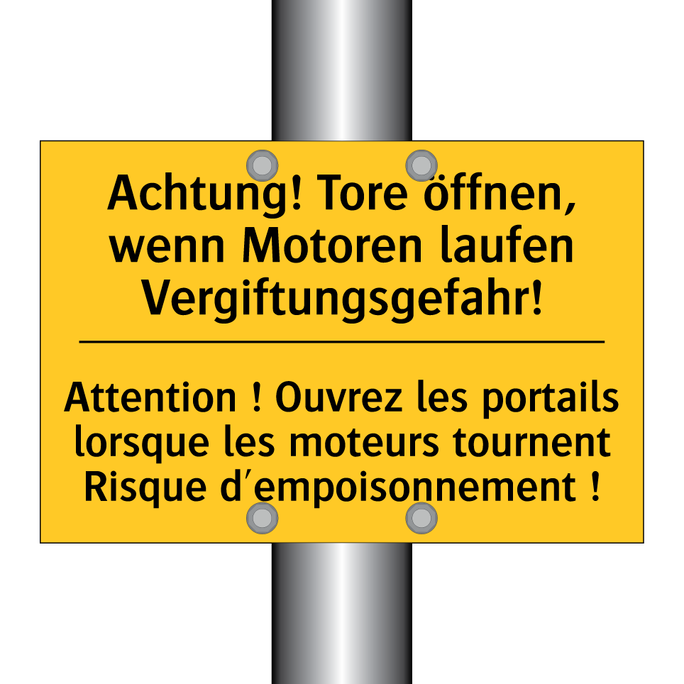 Achtung! Tore öffnen, wenn Motoren  /.../ - Attention ! Ouvrez les portails  /.../