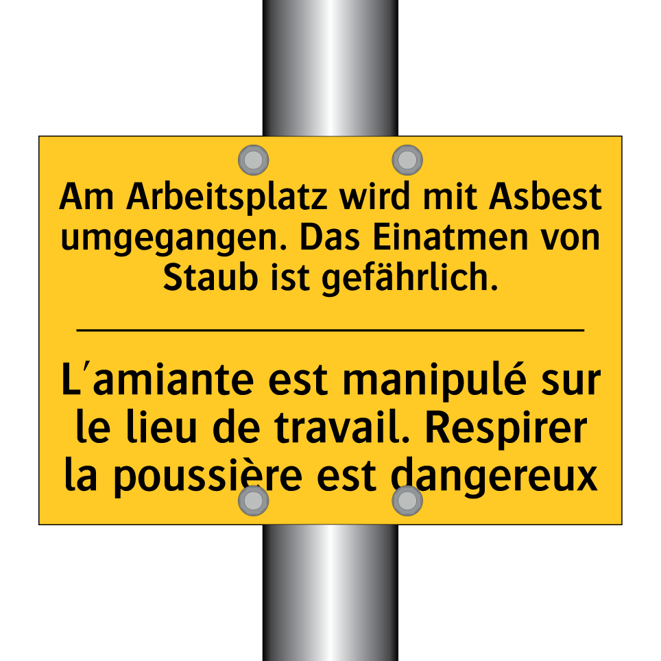 Am Arbeitsplatz wird mit Asbest  /.../ - L'amiante est manipulé sur le  /.../