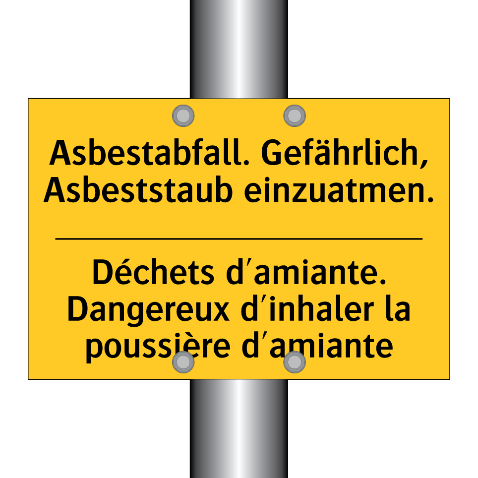 Asbestabfall. Gefährlich, Asbeststaub  /.../ - Déchets d'amiante. Dangereux d'inhaler  /.../