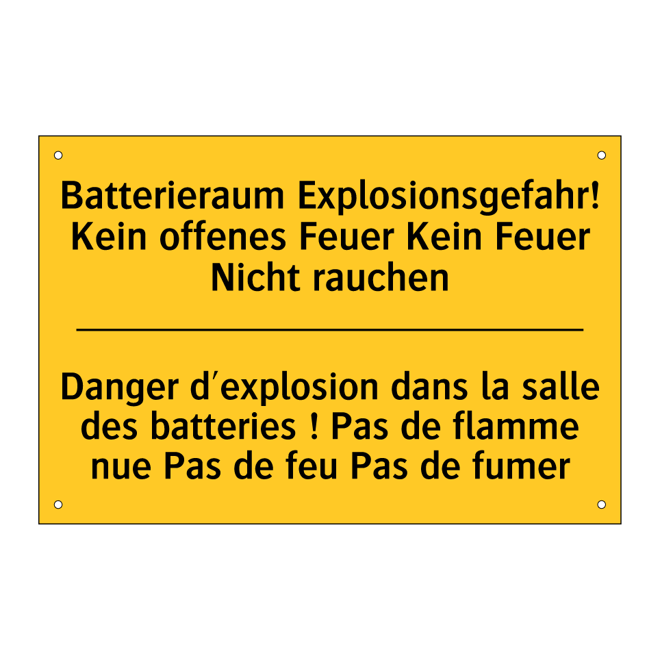 Batterieraum Explosionsgefahr!  /.../ - Danger d'explosion dans la salle  /.../