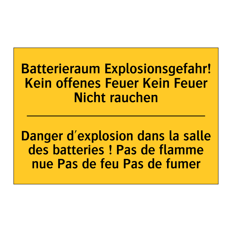Batterieraum Explosionsgefahr!  /.../ - Danger d'explosion dans la salle  /.../