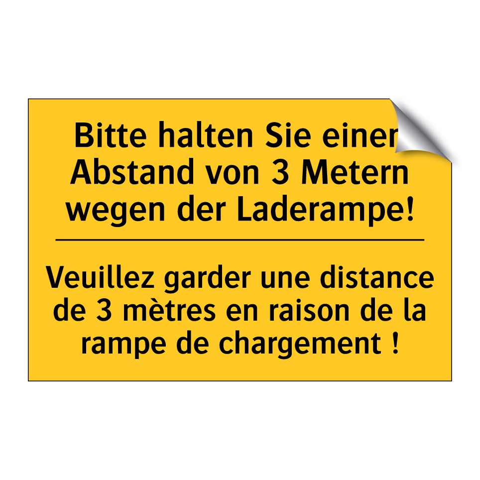 Bitte halten Sie einen Abstand  /.../ - Veuillez garder une distance de  /.../