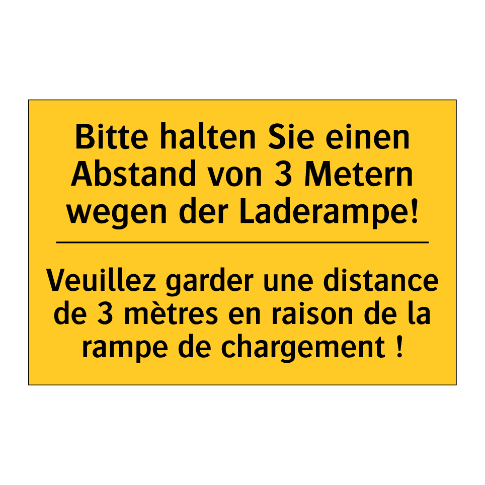 Bitte halten Sie einen Abstand  /.../ - Veuillez garder une distance de  /.../