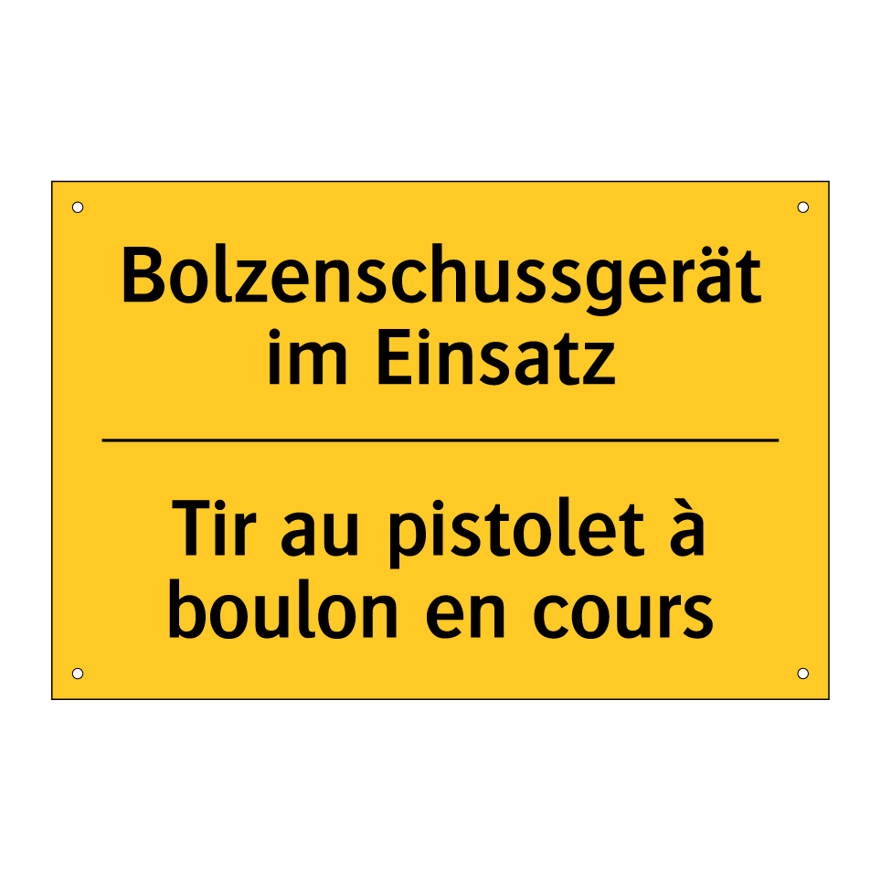 Bolzenschussgerät im Einsatz - Tir au pistolet à boulon en cours /.../
