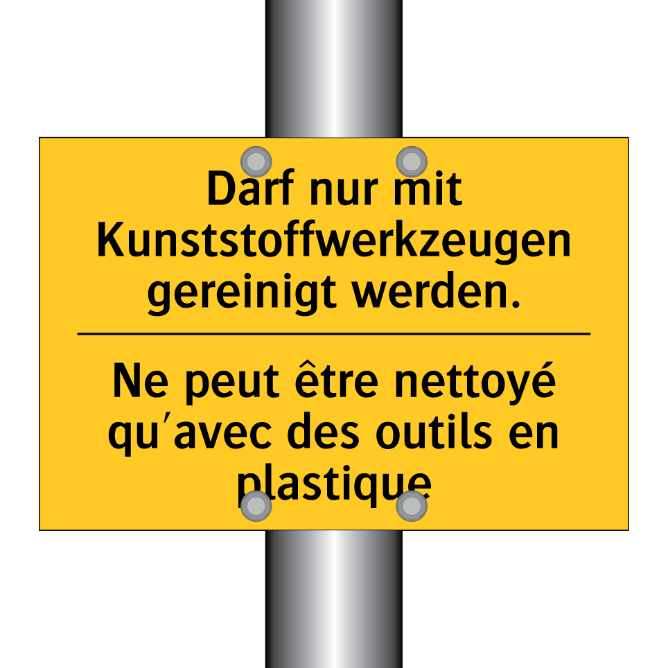 Darf nur mit Kunststoffwerkzeugen  /.../ - Ne peut être nettoyé qu'avec des  /.../