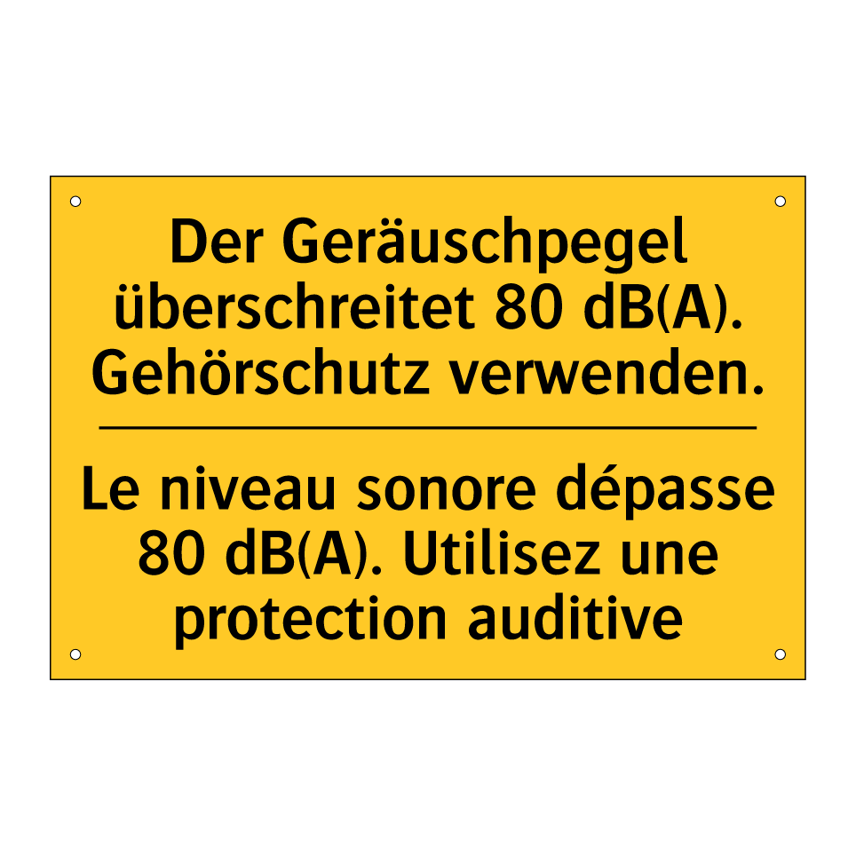 Der Geräuschpegel überschreitet  /.../ - Le niveau sonore dépasse 80 dB(A).  /.../
