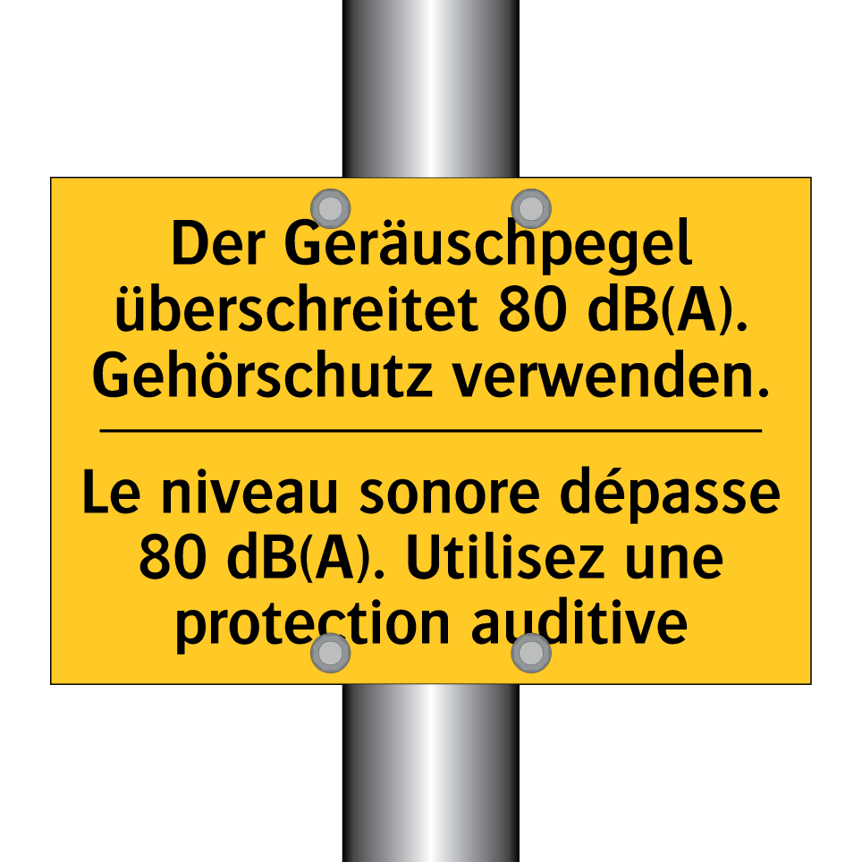Der Geräuschpegel überschreitet  /.../ - Le niveau sonore dépasse 80 dB(A).  /.../