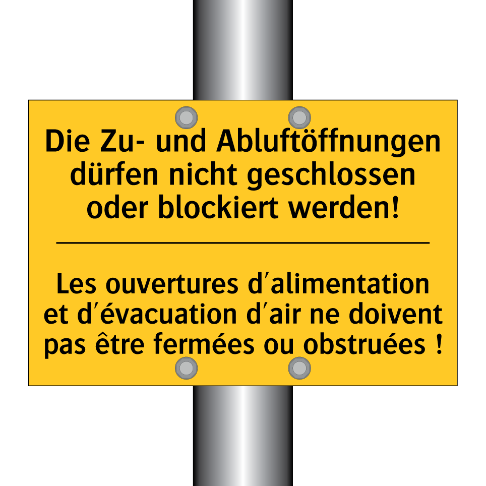 Die Zu- und Abluftöffnungen dürfen  /.../ - Les ouvertures d'alimentation  /.../