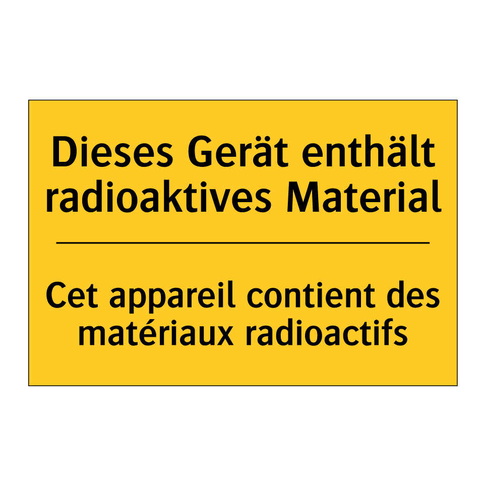 Dieses Gerät enthält radioaktives  /.../ - Cet appareil contient des matériaux  /.../
