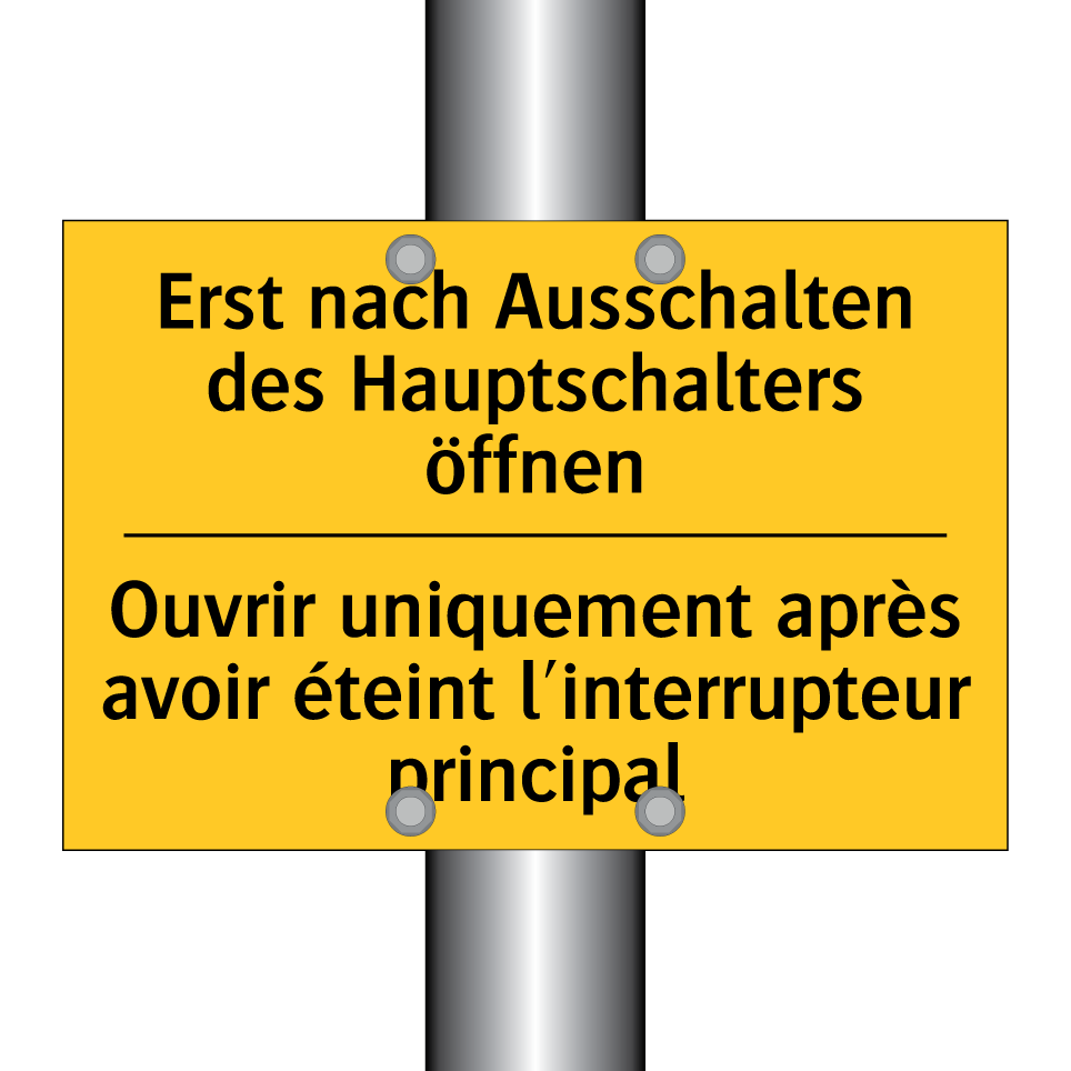 Erst nach Ausschalten des Hauptschalters  /.../ - Ouvrir uniquement après avoir  /.../