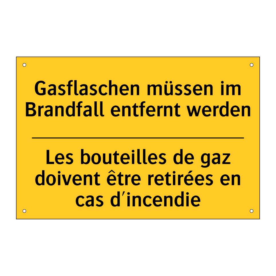 Gasflaschen müssen im Brandfall  /.../ - Les bouteilles de gaz doivent  /.../