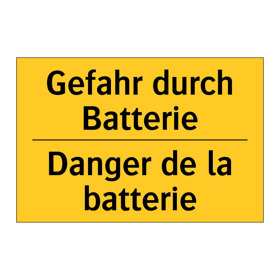 Gefahr durch Batterie - Danger de la batterie