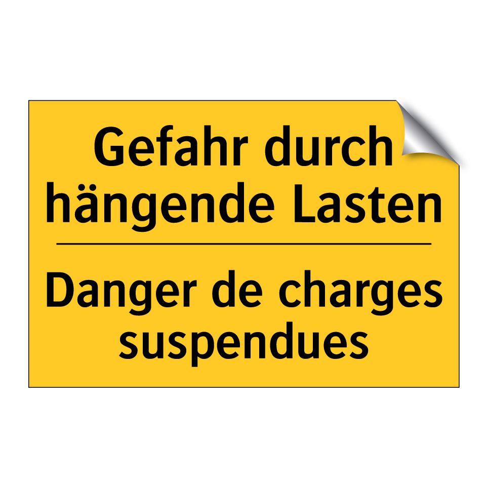 Gefahr durch hängende Lasten - Danger de charges suspendues