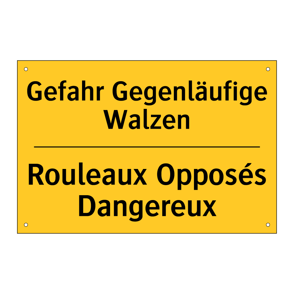 Gefahr Gegenläufige Walzen - Rouleaux Opposés Dangereux