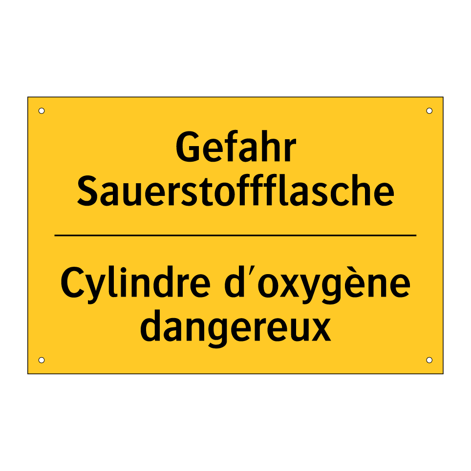 Gefahr Sauerstoffflasche - Cylindre d'oxygène dangereux