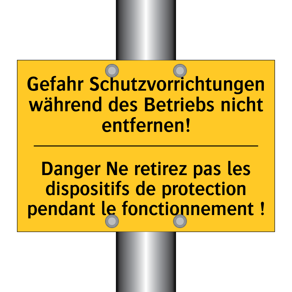 Gefahr Schutzvorrichtungen während  /.../ - Danger Ne retirez pas les dispositifs  /.../
