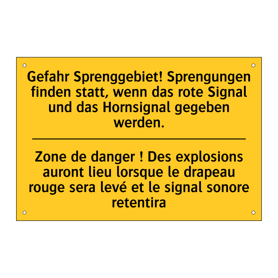 Gefahr Sprenggebiet! Sprengungen  /.../ - Zone de danger ! Des explosions  /.../