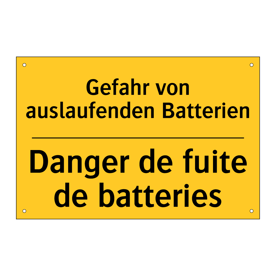 Gefahr von auslaufenden Batterien /.../ - Danger de fuite de batteries