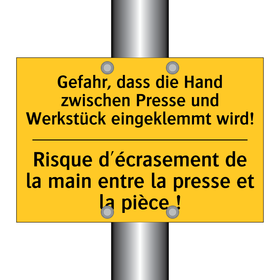 Gefahr, dass die Hand zwischen  /.../ - Risque d'écrasement de la main  /.../