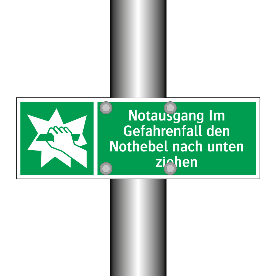 Notausgang Im Gefahrenfall den Nothebel nach unten ziehen